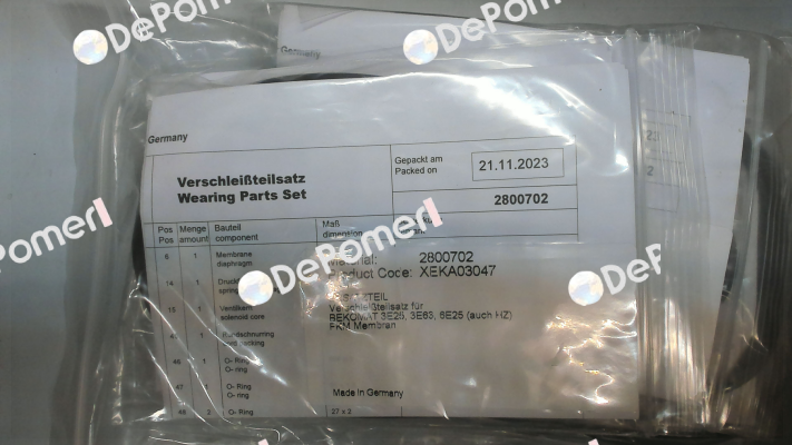 SET OF WEAR PARTS FOR BM6EPN25 Beko