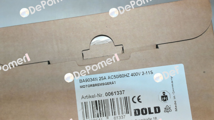 P/N: 0061337, Type: BA9034N 25A AC50/60HZ 400V 2-11S Dold