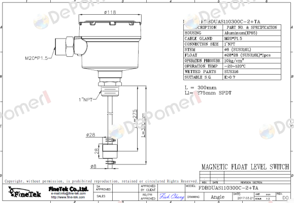FDBDUAS110300C-2+TA Finetek