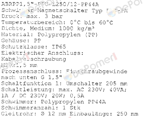ABRPP1, 5"-PPU-L250/12-PP44A  Kübler