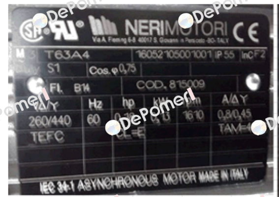 MR63A4 B14 265/460/60 Neri Motori