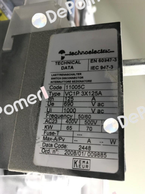 P/N: 11005 Type: VC1P 3x125A Technoelectric