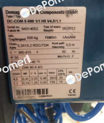 Hook for DC-COM 5-500 1/1 H5 V4,5/1/1  Demag