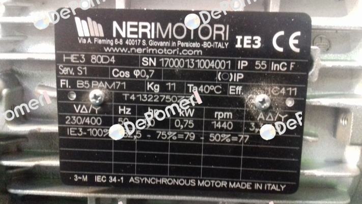 HE3 80D 075 4P B5 V230/400/50+PAM71  Neri Motori