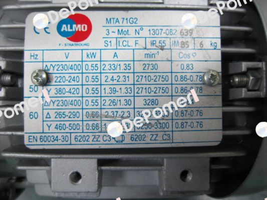 MOT.71 0,55KW 2P 230/400V 50/60HZ B5-FF130 MTA71G2 Almo