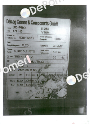 Typ DC-Pro 5-250 1/1 H5V16/4 380-415/50 Demag