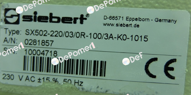 SX502-220/03/0R-100/3A-K0-1015  Siebert