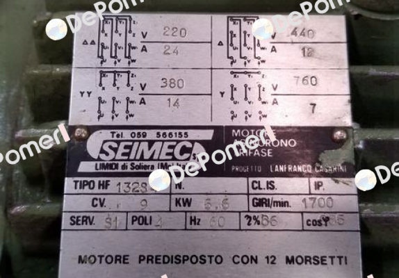 HF 132S 4 obsolete,replaced by HB3 132S 4 220.440-60 B5  Seimec (Rossi)