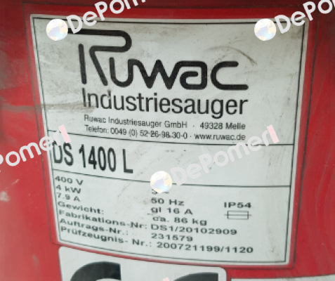 upper fan Ds 1400 L  Ruwac