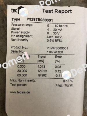 P3297B08001 Tecsis (WIKA Group)