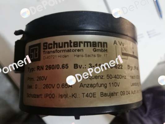 Type: RN 260/0.65 Schuntermann Transformatoren