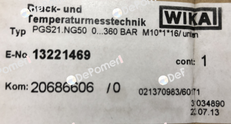 PGS21.NG50  --- OEM / alternative ZT0855.00 Wika