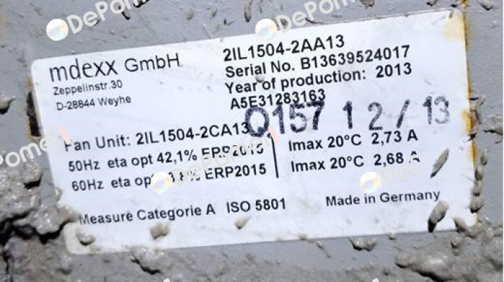 2IL1504-2AA13 S/N: B13639524017 Mdexx