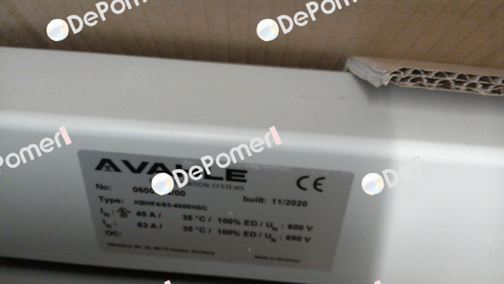 PN: 0600974/00, Type: KBHF4/63-4000HSC Vahle