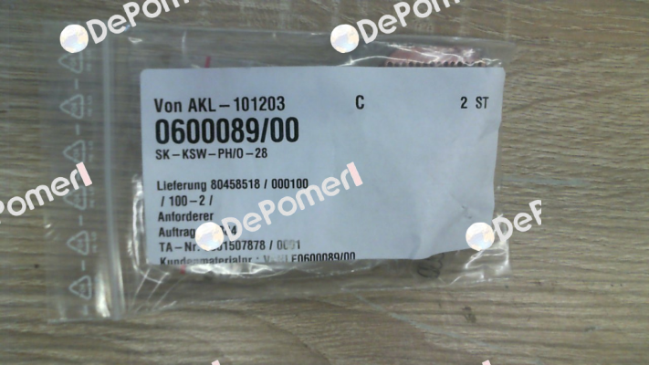 P/n: 0600089/00, Type: SK-KSW-PH/O-28 Vahle