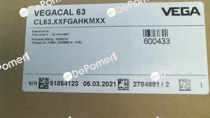 P/N: CL63.XXFGAHKMXX, Type: VEGACAL 63 Vega