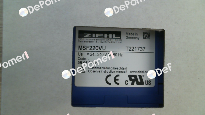 T221737 / MSF220VU Ziehl