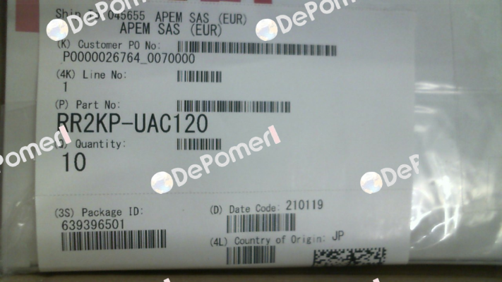 P/N: 209208, Type: RR2KP-UAC120 Idec