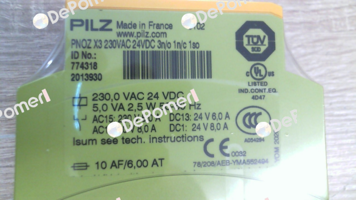 p/n: 774318, Type: PNOZ X3 230VAC 24VDC 3n/o 1n/c 1so Pilz