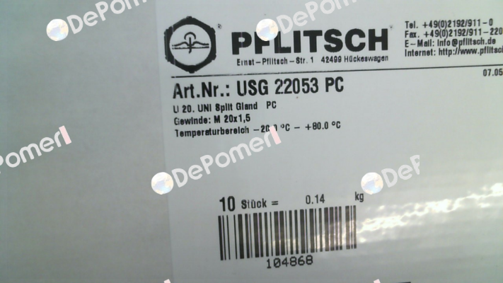 USG 22053 PC (pack x10) PFLITSCH