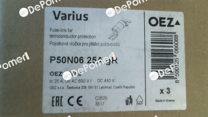 P/N: OEZ:06608, Type: P50N06 25A gR OEZ