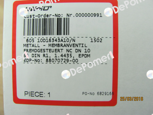 605 10D16343A10/N 1502  Gemü