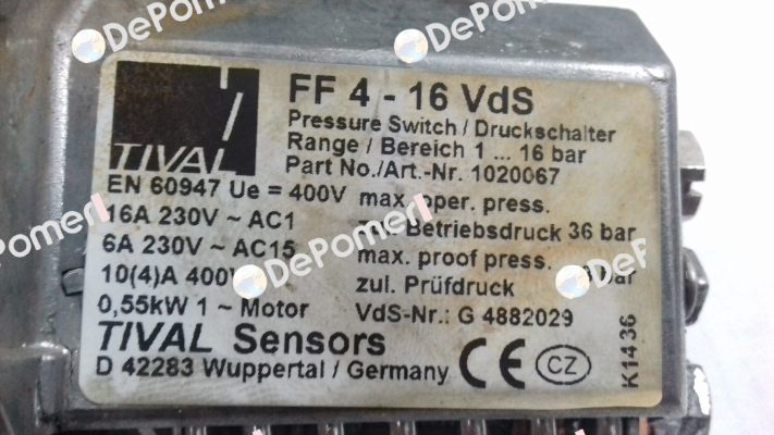 P/N: 1020067, Type: FF 4-16 VdS DAI VdS Tival-Sensors
