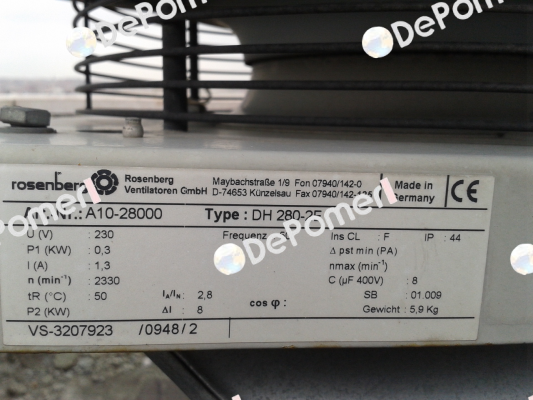 DH 280-2E, A10-28000 obsolete, replacement DH 280-2 E.3EF IP44  Rosenberg