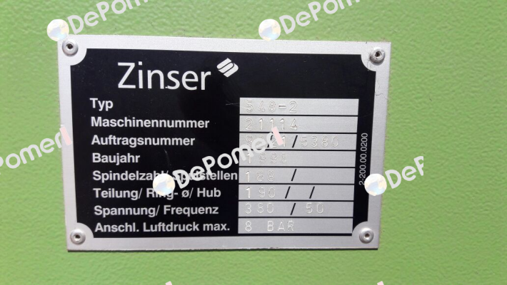DWG.NR: N 077 14 000 ZINSER CODE: 1-455.00.0017  Zinser