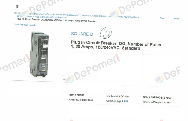 QO130  Square D (Schneider Electric)