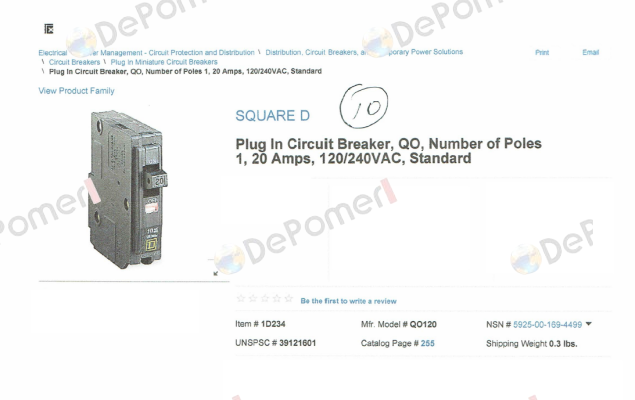 QO120  Square D (Schneider Electric)