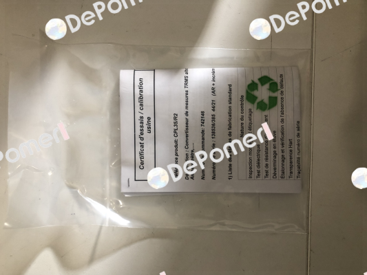 Individual factory test certificate for CPL35/R2 Loreme