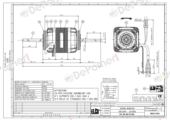 108206 / 1BT 40-40 3V NA 230V 50/60Hz Elco