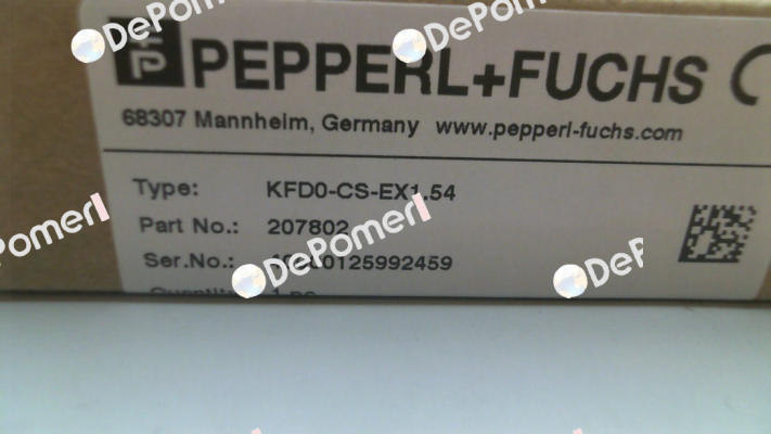 P/N: 207802 Type: KFD0-CS-EX1.54 Pepperl-Fuchs
