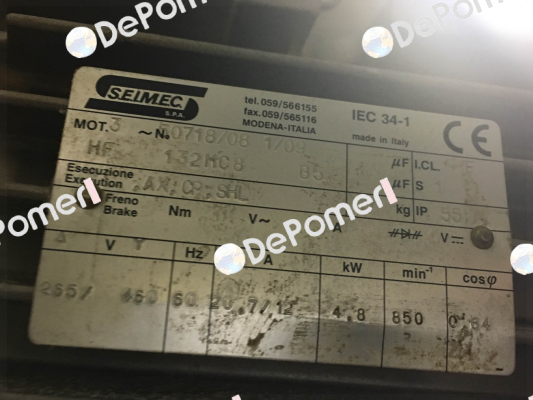 HF132MC8B5 obsolete, replacement HB 132MC 8 230.400-50 B5 Seimec (Rossi)