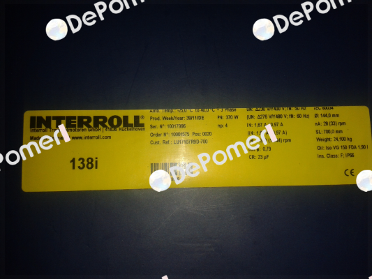 old code MI-DMI AC138I-LCL1BB0E6LFA-700mm new code MI-DM0138 DM1383-ASL13B0E5VFA-707mm Interroll