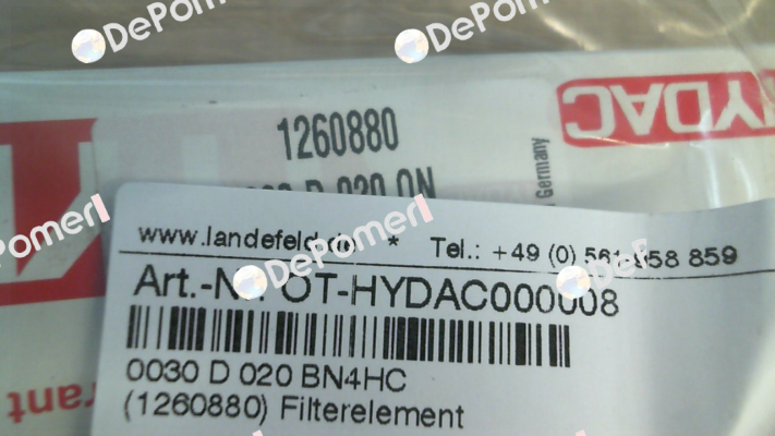 1260880 / 0030 D 020 ON (0030 D 020 BN4HC) Hydac