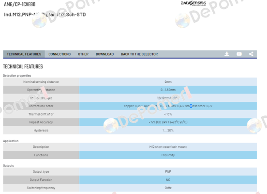 AM6/CP-1CVE80 Micro Detectors / Diell (now Datasensing)