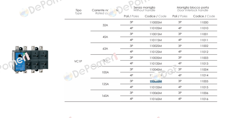 P/N: 11005SM Type: VC1P Technoelectric
