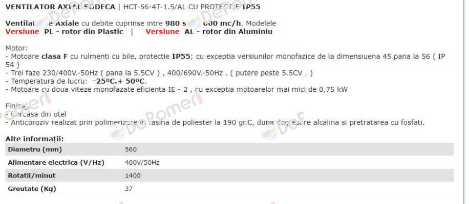 1003070 / HCT-56-4T-1.5/AL IE3 Sodeca