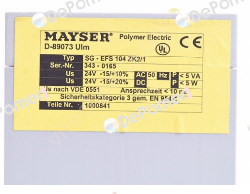SG-EFS 104 ZK2/1 24V DC 1.2 k0hm  Mayser