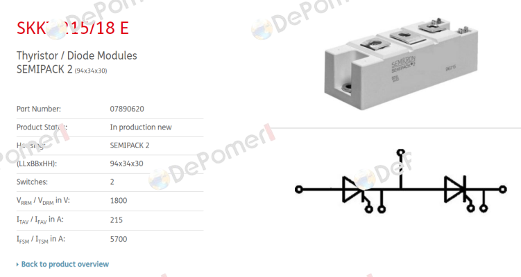 07890620 / SKKT215/18 E Semikron